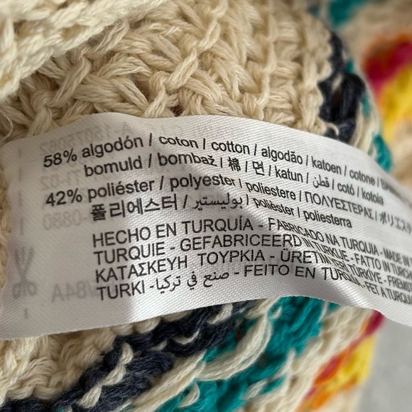 Zara Multicolor Knit Top Striped Off Shoulder Sz Small Cream - Picture 6 of 6